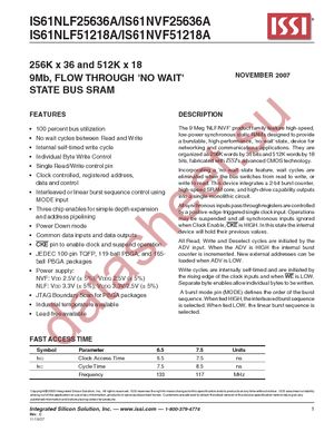 IS61NLF51218A-7.5B3I-TR datasheet  